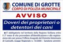 Avviso sui doveri dei proprietari o detentori di cani