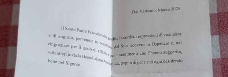 La lettera speciale di Papa Francesco a Nina Westwell