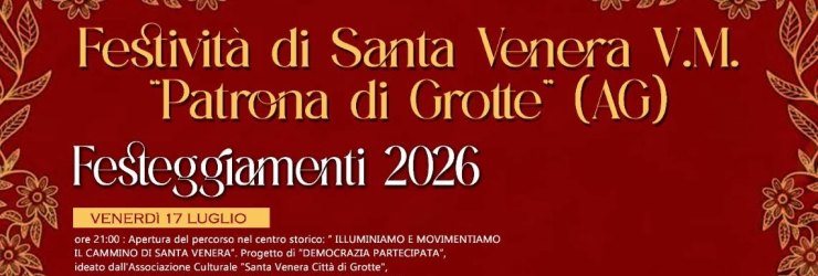 Programma della festa di Santa Venera; dal 17 al 26 luglio