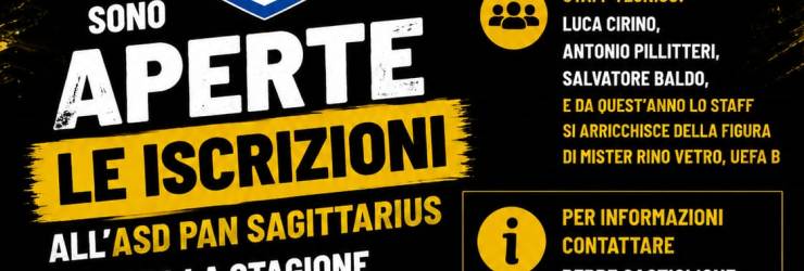 Scuola calcio ASD "Pan Sagittarius", aperte le iscrizioni