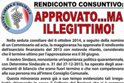 "Rendiconto consuntivo: approvato ma illegittimo"; manifesto del gruppo "Grotte Libera e Solidale"
