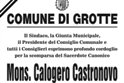 L'estremo saluto dell'Amministrazione comunale di Grotte a mons. Calogero Castronovo
