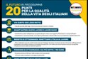 20 Punti per la qualità della vita degli italiani