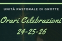 Orari delle celebrazioni nei giorni 24 (Vigilia), 25 (Natale) e 26 dicembre (Santo Stefano)