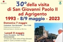 30° della visita di San Giovanni Paolo II ad Agrigento