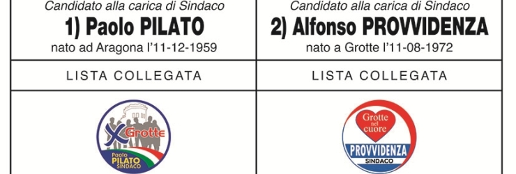Liste dei candidati per l'elezione diretta del Sindaco di Grotte e di 12 Consiglieri comunali