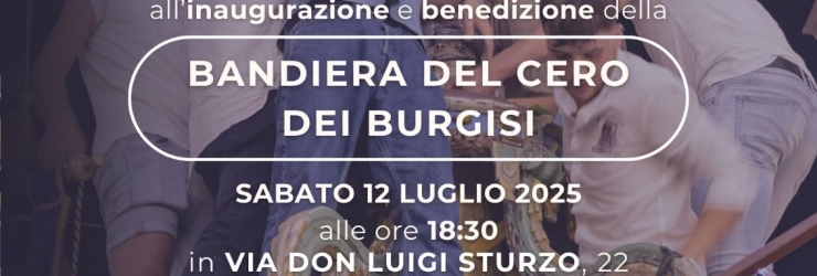 Racalmuto. Festa del Monte: la Famiglia Agr fa benedire la bandiera del Cero dei Burgisi