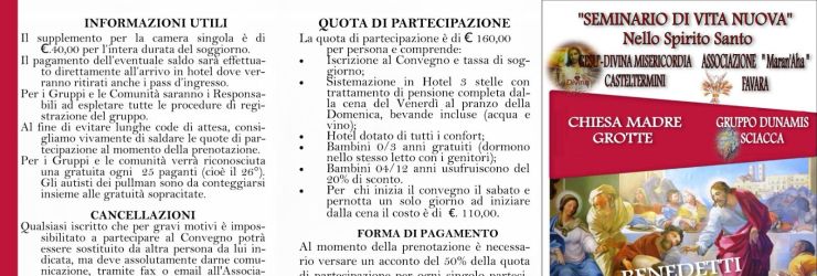 "Seminario di Vita Nuova" ad Agrigento