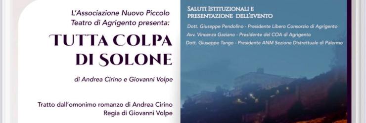 Agrigento. "Tutta colpa di Solone" al Teatro dell'Efebo, per la regia di Giovanni Volpe