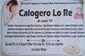 � tornato alla casa del Padre il sig. Calogero Lo Re
