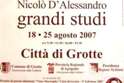 Premio Letterario "Nino Martoglio", 5^ Edizione: esposizione "Grandi Studi" di Nicolò D'Alessandro