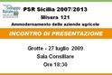 Comune: "Ammodernamento delle aziende agricole - PSR Sicilia 1007/2013"; incontro in Sala Consiliare.
