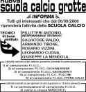 Grotte (Agrigento): le attivit della Scuola Calcio Grotte