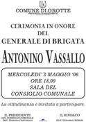 Cerimonia in onore del Gen. Vassallo